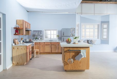 big brown and white kitchen island