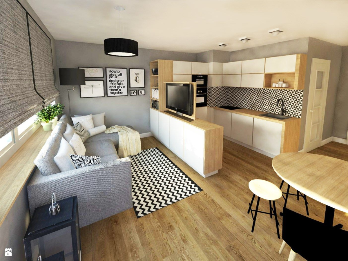 kitchen with striped carpet
